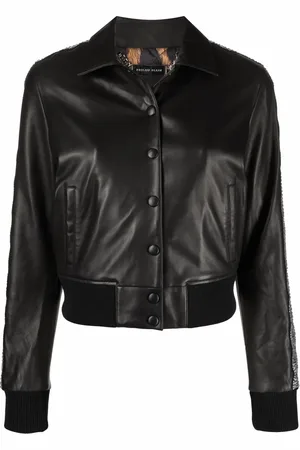 Philipp Plein Crystal-embellished leather jacket