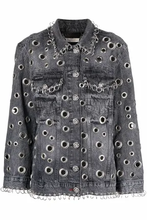 Philipp Plein Ring-detail denim jacket