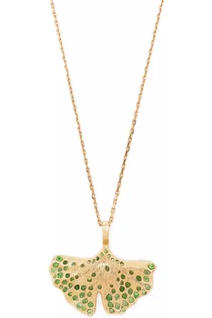 Aurélie Bidermann 18kt yellow Gingko tsavorite necklace