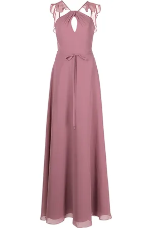 Marchesa Notte Frilled halter-neck gown