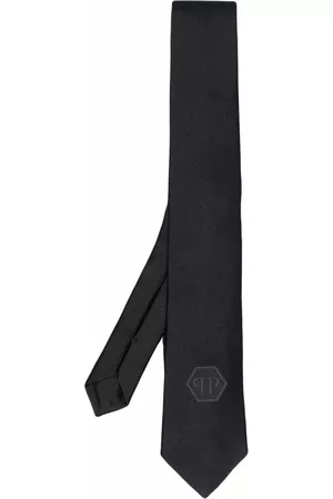 Philipp Plein Men Bow Ties - Hexagon logo-patch silk tie