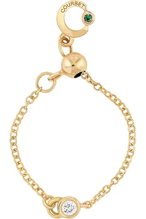 COURBET 18kt recycled yellow laboratory-grown diamond CO adjustable chain ring