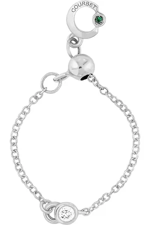 COURBET 18kt recycled white gold laboratory-grown diamond CO adjustable chain ring