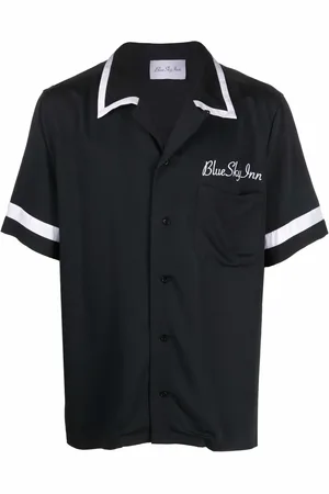 BLUE SKY INN Contrast-trim embroidered logo shirt