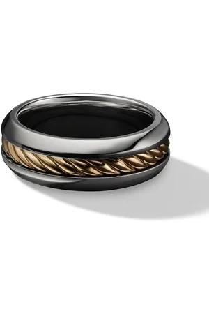 David Yurman 18kt yellow gold and sterling Cable Inset band ring (8mm)