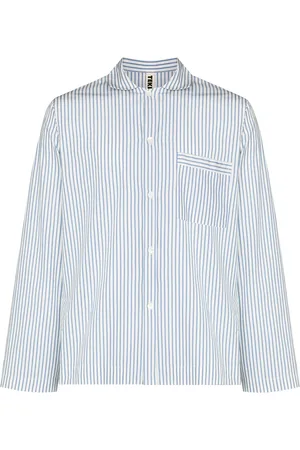 Tekla Striped poplin pajama shirt