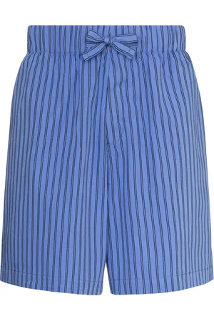 Tekla Striped drawstring pajama shorts