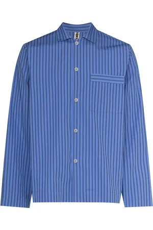 Tekla Striped poplin pajama shirt