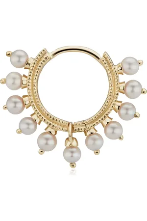Maria Tash 18kt yellow Coronet pearl hoop earring