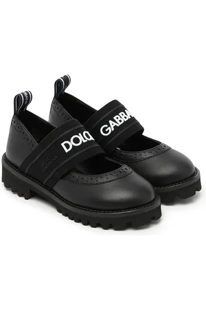 Dolce & Gabbana Logo-tape leather Mary Jane shoes