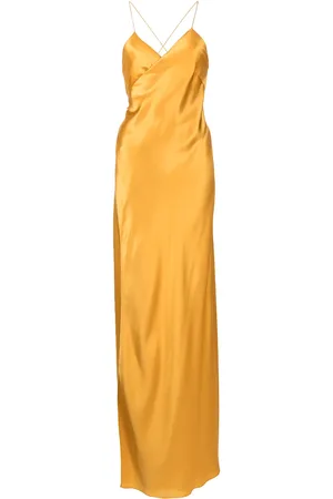 Michelle Mason Cross-strap silk wrap gown