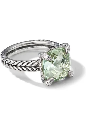 David Yurman Sterling silver Chatelaine prasiolite and diamond ring (11mm)