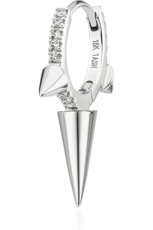 Maria Tash 18kt white triple spike diamond huggie earring
