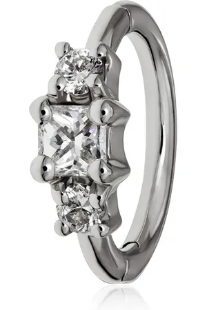 Maria Tash 18kt white Princess huggie earring