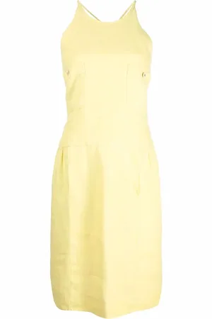 CHANEL 1996 crossover-strap linen dress