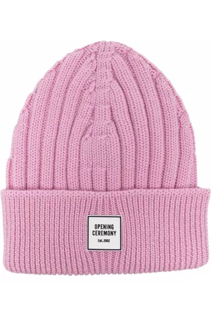 Opening Ceremony Women Beanies - Logo-patch ribbed-knit wool beanie