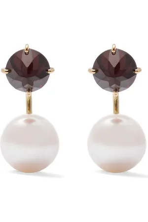 Tasaki 18kt yellow gold Collection Line refined rebellion plus garnet earrings