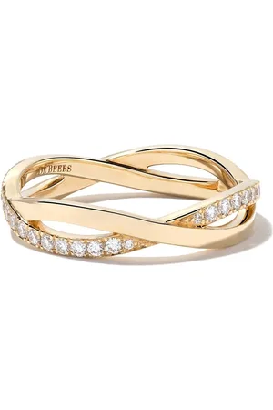 De Beers 18kt yellow Infinity half pave diamond band
