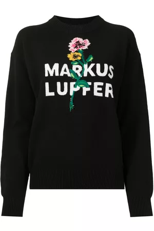 Markus Lupfer Floral-logo knit merino jumper