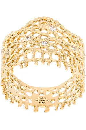 Aurélie Bidermann 18kt yellow gold diamond vintage lace ring