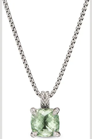 David Yurman Sterling silver Chatelaine prasiolite and diamond necklace