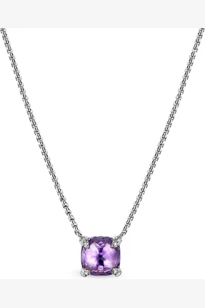David Yurman Sterling silver Petite Chatelaine amethyst and diamond necklace