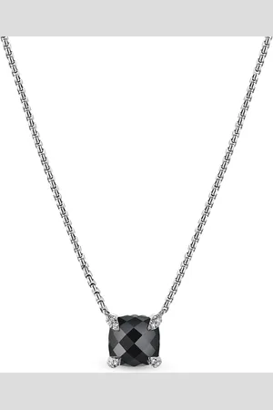 David Yurman Sterling silver Petite Chatelaine onyx and diamond necklace