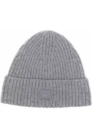 Acne Studios Face-patch ribbed knit beanie