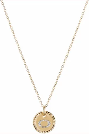 David Yurman 18kt yellow O Initial Charm diamond necklace