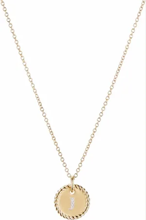 David Yurman 18kt yellow J Initial Charm diamond necklace