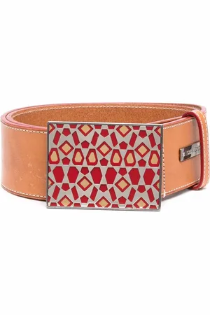 Gianfranco Ferré 1990s geometric-printed buckle leather belt