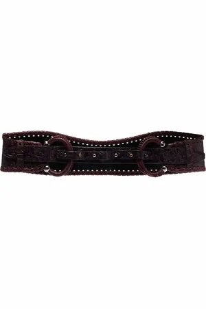 Gianfranco Ferré 1990s double-buckled curved leather belt