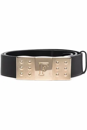 Gianfranco Ferré 1990s logo engraved buckled leather belt