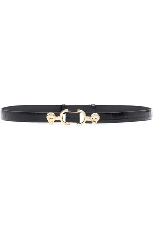 Maje Lion-buckle thin leather belt