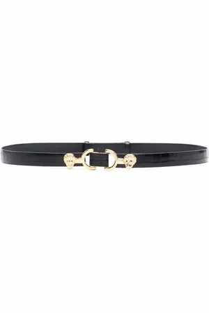 Maje Lion-buckle thin leather belt