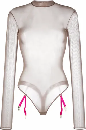 MAISON CLOSE Semi-sheer garter bodysuit