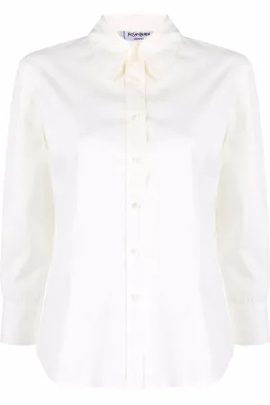 Saint Laurent 2000s crop-sleeved silk shirt