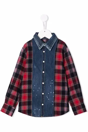 Dsquared2 Checked-panel denim shirt