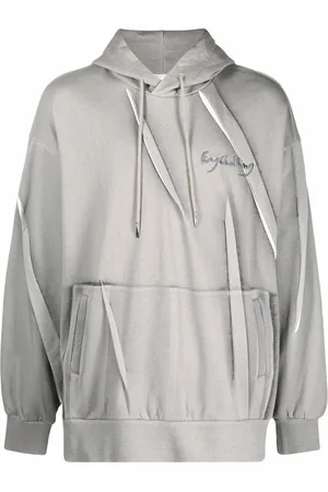 Feng Chen Wang Logo-embroidered long-sleeve cotton hoodie