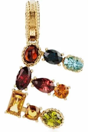 Dolce & Gabbana 18kt yellow E letter gemstone pendant