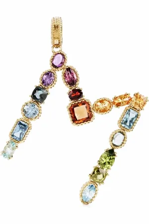 Dolce & Gabbana 18kt yellow multi-stone M initial pendant