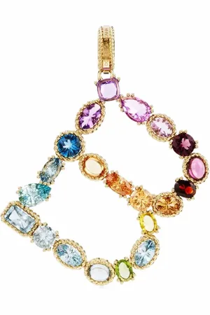 Dolce & Gabbana Rainbow Alphabet B 18kt yellow multi-stone pendant