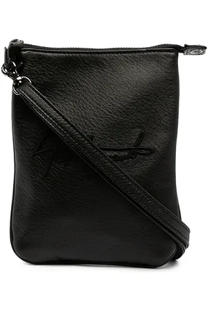 YOHJI YAMAMOTO Logo-embroidered leather shoulder bag