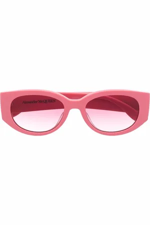 Alexander McQueen Graffiti logo-print oval-frame sunglasses