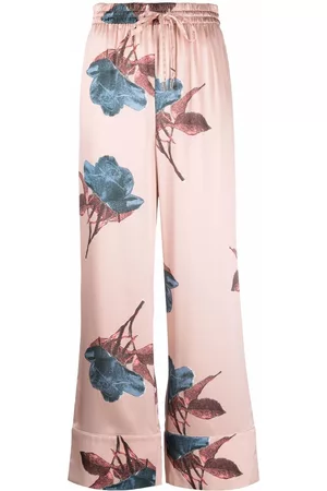 L'Autre Chose Women Pants - Floral-print silk trousers