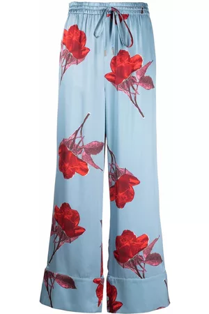L'Autre Chose Women Pants - Floral-print silk trousers