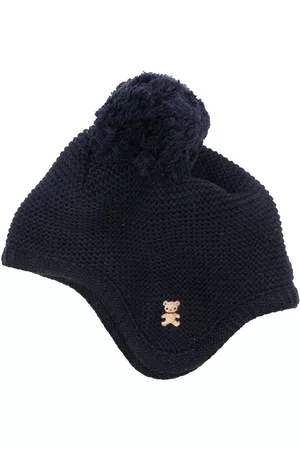 Familiar Girls Hats - Pom-pom waffle knit hat