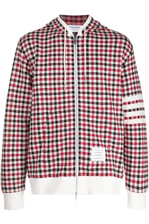 Thom Browne 4-Bar stripe check-print hoodie