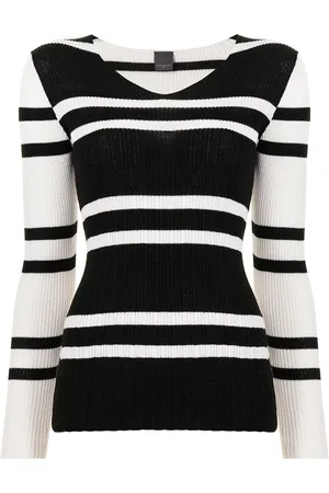 LORENA ANTONIAZZI Striped fitted wool jumper