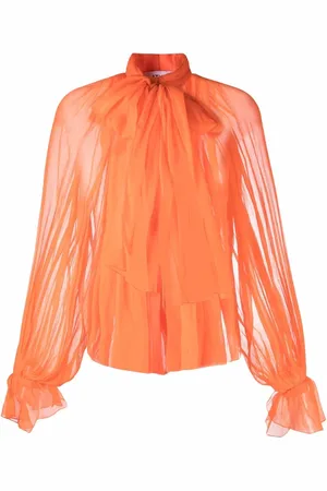 Atu Body Couture Sheer pussy-bow silk blouse